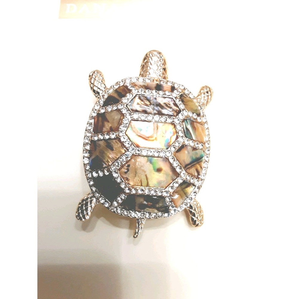 Dana Buchman Turtle Pin Rhinestones Faux Tortoise Shell New